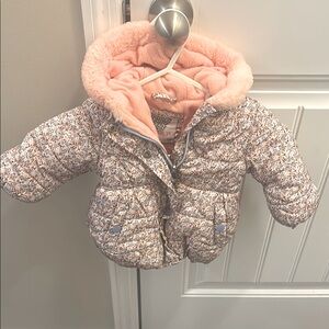 Baby Girl's Pink Floral Puffer Jacket